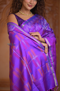 Shubh Lakshmi ~ Handloom High Quality Pure Soft Silk Saree in Starlight Purple (Silk Mark Certified) - verymuchindian.com