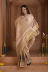 Shubh Lakshmi ~ Handloom High Quality Pure Soft Silk Tissue Saree in Gold (Silk Mark Certified) - verymuchindian.com