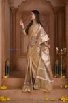 Shubh Lakshmi ~ Handloom High Quality Pure Soft Silk Tissue Saree in Gold (Silk Mark Certified) - verymuchindian.com