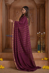 Shubh Lakshmi ~ Handloom Pure Mysore Silk Crepe Saree in Maroon and Gold (Silk Mark Certified) - verymuchindian.com