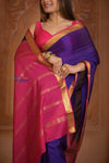 Shubh Lakshmi ~ Handloom Pure Mysore Silk Crepe Saree in Purple and Pink (Silk Mark Certified) - verymuchindian.com