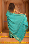 Shubh Lakshmi ~ Handloom Pure Mysore Silk Crepe Saree in Sky Blue (Silk Mark Certified) - verymuchindian.com