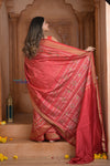 Shubh Lakshmi ~ Handloom Pure Silk Ikkat Patola Saree in Bright Red (Silk Mark Certified) - verymuchindian.com