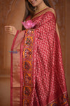 Shubh Lakshmi ~ Handloom Pure Silk Ikkat Patola Saree in Crimson Red (Silk Mark Certified) - verymuchindian.com