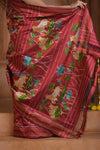Shubh Lakshmi ~ Handloom Pure Silk Ikkat Patola Saree in Dark Red (Silk Mark Certified) - verymuchindian.com