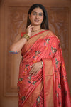 Shubh Lakshmi ~ Handloom Pure Silk Ikkat Patola Saree in Roughe Red (Silk Mark Certified) - verymuchindian.com
