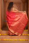 Shubh Lakshmi ~ Handloom Pure Silk Kanjivaram Saree in Crimson Red Gold (Silk Mark Certified) - verymuchindian.com