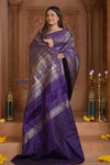 Shubh Lakshmi ~ Handloom Pure Silk Kanjivaram Saree with Brocade in Purple (Silk Mark Certified) - verymuchindian.com