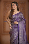 Shubh Lakshmi ~ Handloom Pure Silk Kanjivaram Saree with Brocade in Purple (Silk Mark Certified) - verymuchindian.com