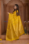 Shubh Lakshmi! Special ~ Handloom High Quality Pure Soft Silk Saree in Bright Yellow (Silk Mark Certified) - verymuchindian.com