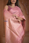 Shubh Lakshmi! Special ~ Handloom High Quality Pure Soft Silk Saree in Peach Pink (Silk Mark Certified) - verymuchindian.com