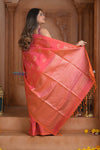 Shubh Lakshmi! Special ~ Handloom High Quality Pure Soft Silk Saree in Peach Pink (Silk Mark Certified) - verymuchindian.com