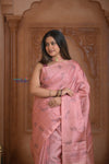 Shubh Lakshmi! Special ~ Handloom High Quality Pure Soft Silk Saree in Peach Pink (Silk Mark Certified) - verymuchindian.com