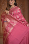 Shubh Lakshmi! Special ~ Handloom High Quality Pure Soft Silk Saree in Rose Pink (Silk Mark Certified) - verymuchindian.com