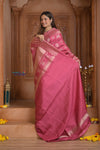 Shubh Lakshmi! Special ~ Handloom High Quality Pure Soft Silk Saree in Rose Pink (Silk Mark Certified) - verymuchindian.com