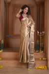 Shubh Lakshmi! Special ~ Handloom Pure Tissue Silk Saree in Champagne Gold (Silk Mark Certified) - verymuchindian.com
