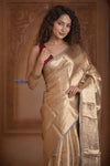 Shubh Lakshmi! Special ~ Handloom Pure Tissue Silk Saree in Champagne Gold (Silk Mark Certified) - verymuchindian.com