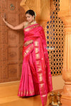 Shubh ~ Limited Edition Pure Silk Paithani with Asawali Pallu & Asawali Buttis in Exquisite Pink - verymuchindian.com