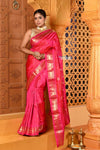 Shubh ~ Limited Edition Pure Silk Paithani with Asawali Pallu & Asawali Buttis in Exquisite Pink - verymuchindian.com