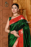 Shubh~ Pure Silk Muniya Paithani - with Exclusive Parrot Pallu in Bestselling Royal Green - verymuchindian.com