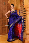 Shubh ~ Signature Weave! Handloom Pure Silk Paithani Saree with Revival Asawali Pallu~ Gleaming Blue - verymuchindian.com