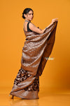 Suhaani Exclusive ~ Handloom Khaddi Georgette Saree With All Over Floral Jaal~ Classy Brown - verymuchindian.com