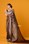 Suhaani Exclusive ~ Handloom Khaddi Georgette Saree With All Over Floral Jaal~ Classy Brown - verymuchindian.com