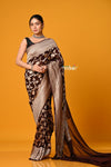 Suhaani Exclusive ~ Handloom Khaddi Georgette Saree With All Over Floral Jaal~ Classy Brown - verymuchindian.com