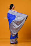 Suhaani ~ Handloom Khaddi Georgette Saree With All Over Floral Jaal~ Peacock Blue - verymuchindian.com