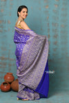 Suhaani ~ Handloom Khaddi Georgette Saree With All Over Jaal~ Delicate Blue (Silk Mark) - verymuchindian.com