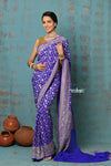 Suhaani ~ Handloom Khaddi Georgette Saree With All Over Jaal~ Delicate Blue (Silk Mark) - verymuchindian.com