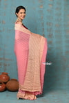 Suhaani ~ Handloom Khaddi Georgette Saree With All Over Jaal~ Delicate Pink (Silk Mark) - verymuchindian.com