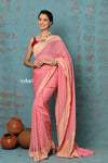 Suhaani ~ Handloom Khaddi Georgette Saree With All Over Jaal~ Delicate Pink (Silk Mark) - verymuchindian.com