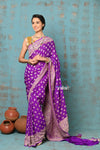 Suhaani ~ Handloom Khaddi Georgette Saree With All Over Jaal~ Heather Purple (Silk Mark) - verymuchindian.com