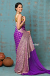Suhaani ~ Handloom Khaddi Georgette Saree With All Over Jaal~ Heather Purple (Silk Mark) - verymuchindian.com