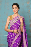 Suhaani ~ Handloom Khaddi Georgette Saree With All Over Jaal~ Heather Purple (Silk Mark) - verymuchindian.com