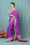 Suhaani ~ Handloom Khaddi Georgette Saree With All Over Jaal~ Heather Purple (Silk Mark) - verymuchindian.com