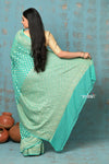 Suhaani ~ Handloom Khaddi Georgette Saree With All Over Jaal~ Sea Green (Silk Mark) - verymuchindian.com