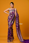 Suhaani Premium~ Handloom Khaddi Georgette Saree With All Over Floral Jaal~ Perfect Violet - verymuchindian.com