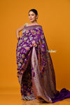 Suhaani Premium~ Handloom Khaddi Georgette Saree With All Over Floral Jaal~ Perfect Violet - verymuchindian.com