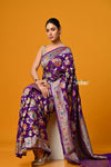 Suhaani Premium~ Handloom Khaddi Georgette Saree With All Over Floral Jaal~ Perfect Violet - verymuchindian.com