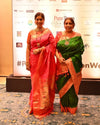 Swarajya ~ Sakshi Tanwar’s Choice ~ Times Fashion Week Exclusive Pure Silk Paithani with Tawa Pallu In Pink & Orange - verymuchindian.com