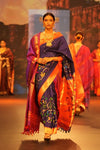 Swarajya ~ Times Fashion Week Exclusive ~ Half allover High Quality Pure Silk Intricately Woven Handloom Paithani~ Royal Blue - verymuchindian.com
