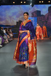 Swarajya ~ Times Fashion Week Exclusive ~ Half allover High Quality Pure Silk Intricately Woven Handloom Paithani~ Royal Blue - verymuchindian.com