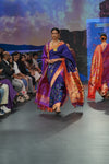 Swarajya ~ Times Fashion Week Exclusive ~ Half allover High Quality Pure Silk Intricately Woven Handloom Paithani~ Royal Blue - verymuchindian.com