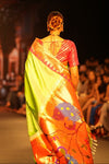 Swarajya ~ Times Fashion Week Exclusive ~ Handloom Pista Green Muniya Border Paithani With Grand Peacock Pallu - verymuchindian.com