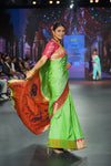 Swarajya ~ Times Fashion Week Exclusive ~ Handloom Pista Green Muniya Border Paithani With Grand Peacock Pallu - verymuchindian.com