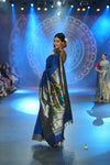 Swarajya ~ Times Fashion Week Exclusive ~ Handloom Pure Cotton Muniya Paithani with Baghicha Pallu In Blue - verymuchindian.com