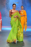Swarajya ~ Times Fashion Week Exclusive ~ Handloom Pure Cotton Paithani With Pichwai Pallu~ Lime Green - verymuchindian.com