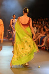 Swarajya ~ Times Fashion Week Exclusive ~ Handloom Pure Cotton Paithani With Pichwai Pallu~ Lime Green - verymuchindian.com